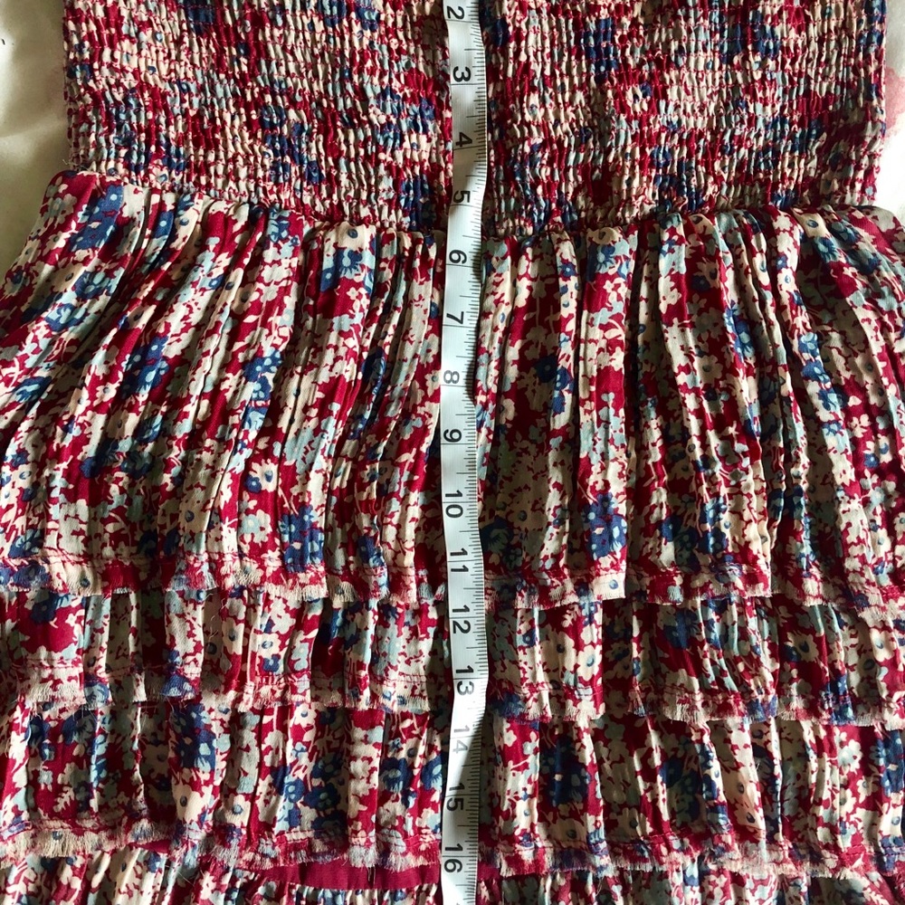 Vintage Free People Strapless Floral Tube Top/Skirt Tiered Front/Back Raw Hem - Picture 12 of 15